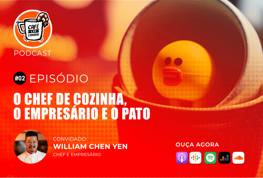 Flyer de Divulgação do Segundo Episódio do Podcast Café com Camarão